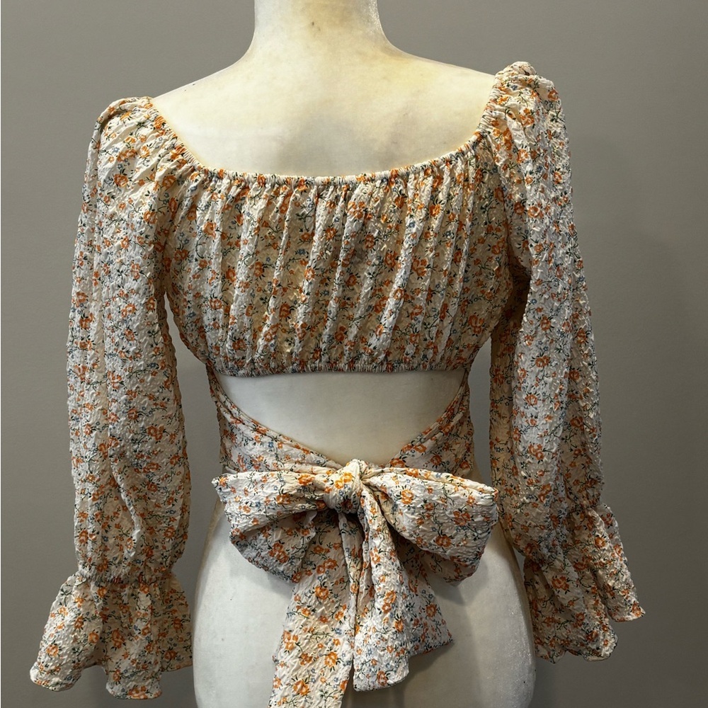 HYFVE Floral Blouse in Orange and Cream - Picture 3 of 10